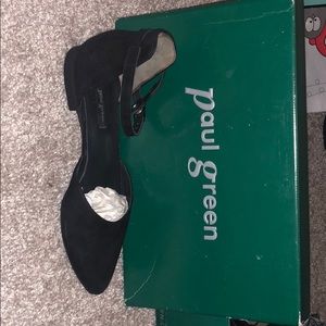 Black suede flats with strap